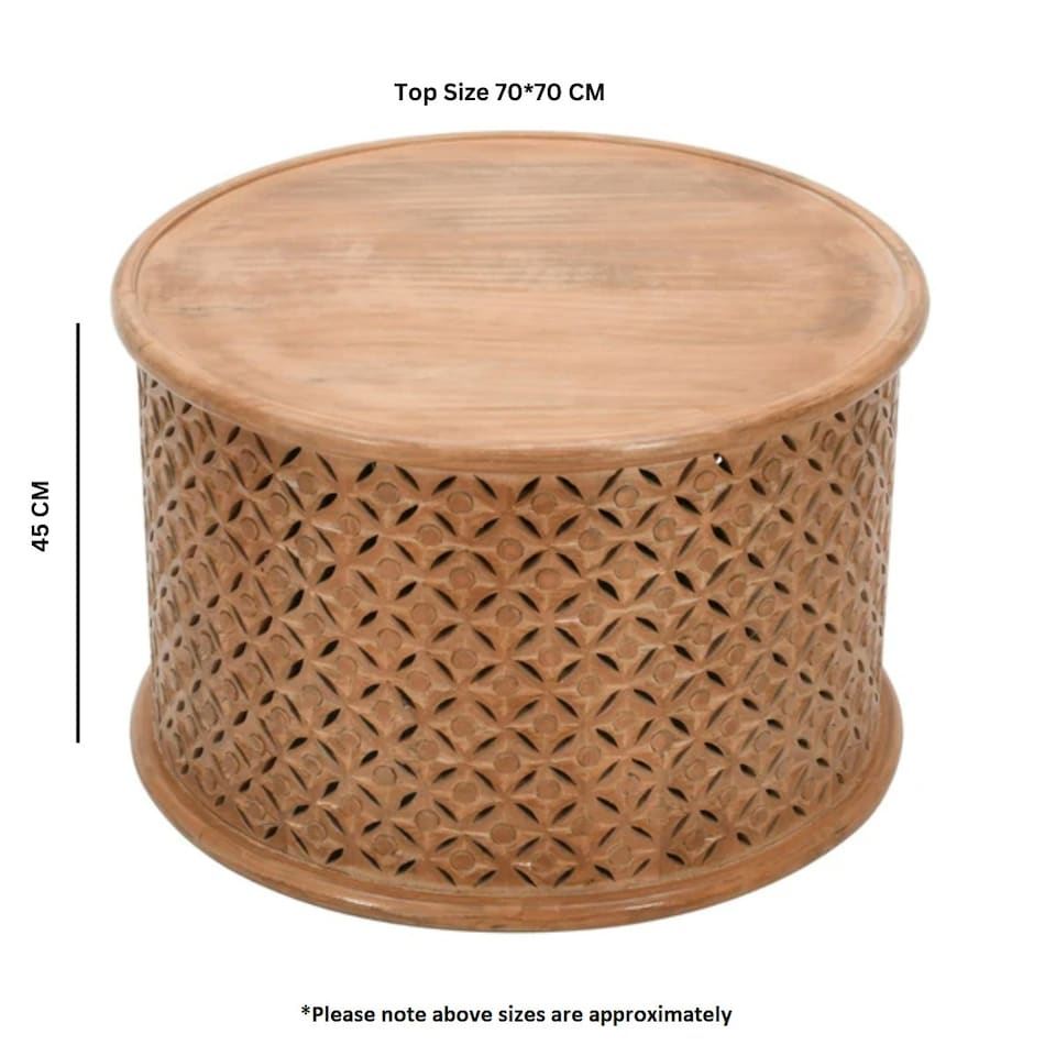 image 1 of Viva Mango Wood Round Coffee Table Brown