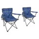 image 1 of Harbour Housewares Folding Canvas Camping Chairs - Matt Black/Navy - Pack of 2