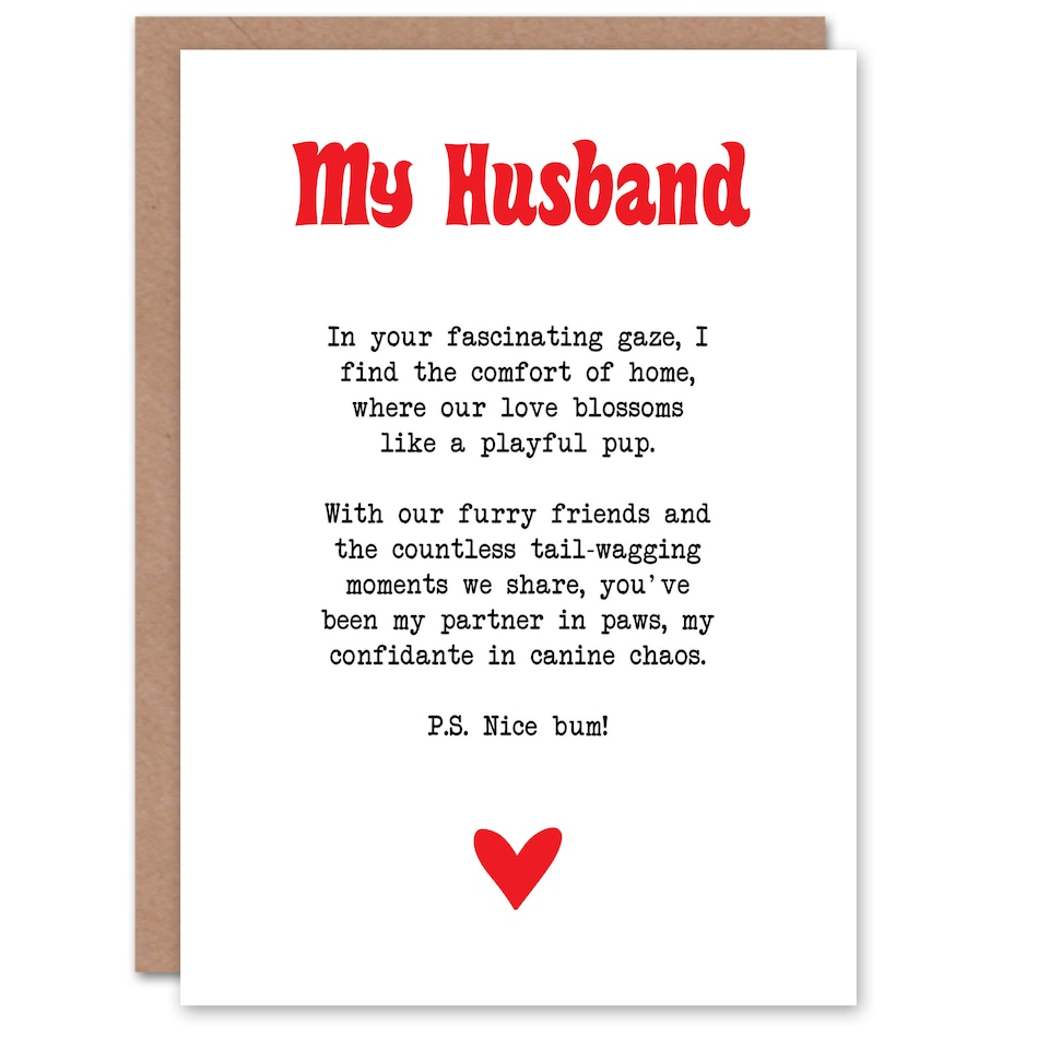 image 1 of Greeting Card Love Poem Dog Lover Husband Romantic Poetry Anniversary