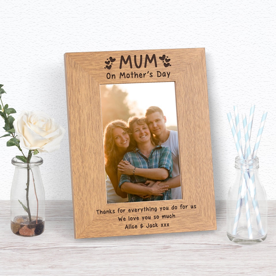 image 1 of Personalised Mum on Mothers Day Wood Picture Frame 7 x 5