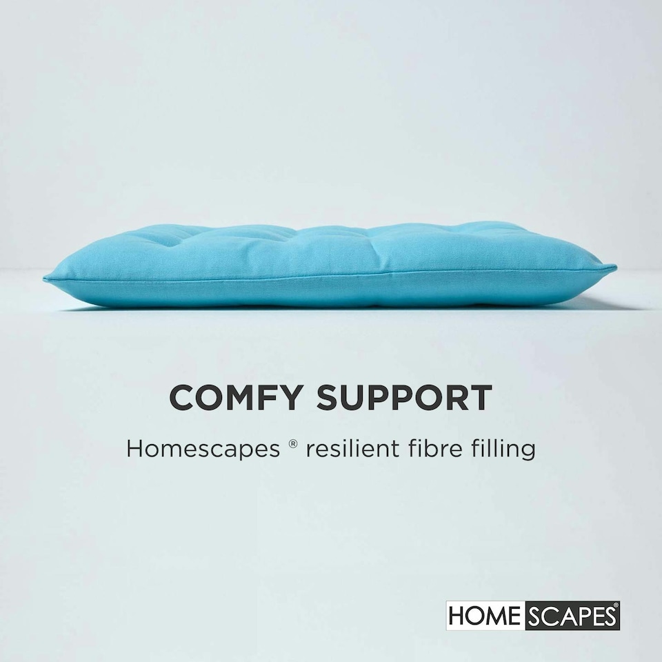 image 1 of Homescapes 4 x Seat Pads Luxury Cotton Indoor Outdoor Garden Dining Cushion Light | Blue | 40 x 40 cm | 4