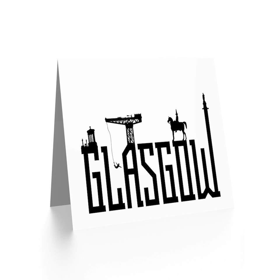image 1 of Glasgow Typography Silhouettes Scottish Scotland Card