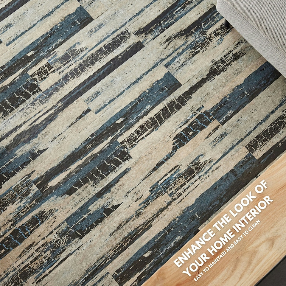 image 1 of NOVECRAFTO Self Adhesive Floor Planks | 36x5.98in (91.4x15.2cm) Each | Peel & Stick Vinyl Flooring | Stormwave Timber Design | Waterproof DIY Tiles Brown | 5 sqm