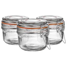 Argon Tableware Glass Storage Jars - 125ml - Orange Seal - Pack of 6