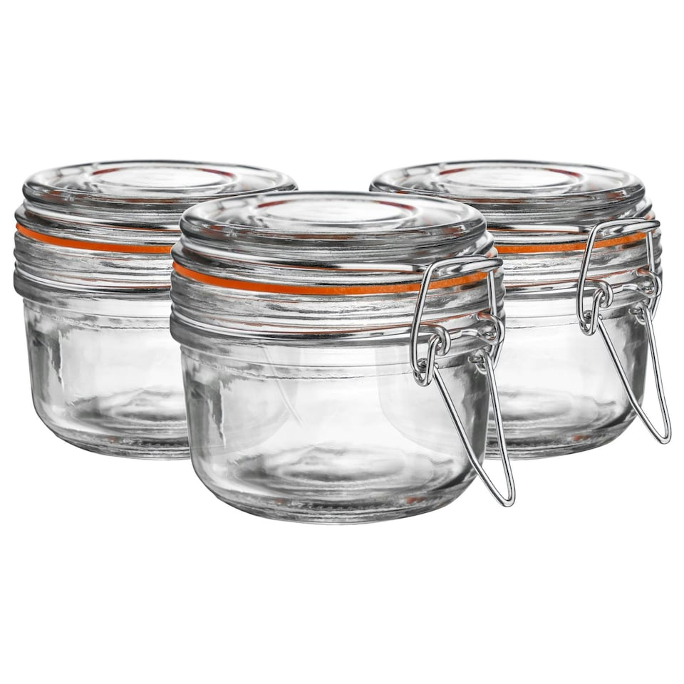 image 1 of Argon Tableware Glass Storage Jars - 125ml - Orange Seal - Pack of 6