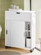 image 7 of SoBuy BZR31-W,Slim Bathroom Cabinet on Wheels with Sliding Doors | White | White | 1