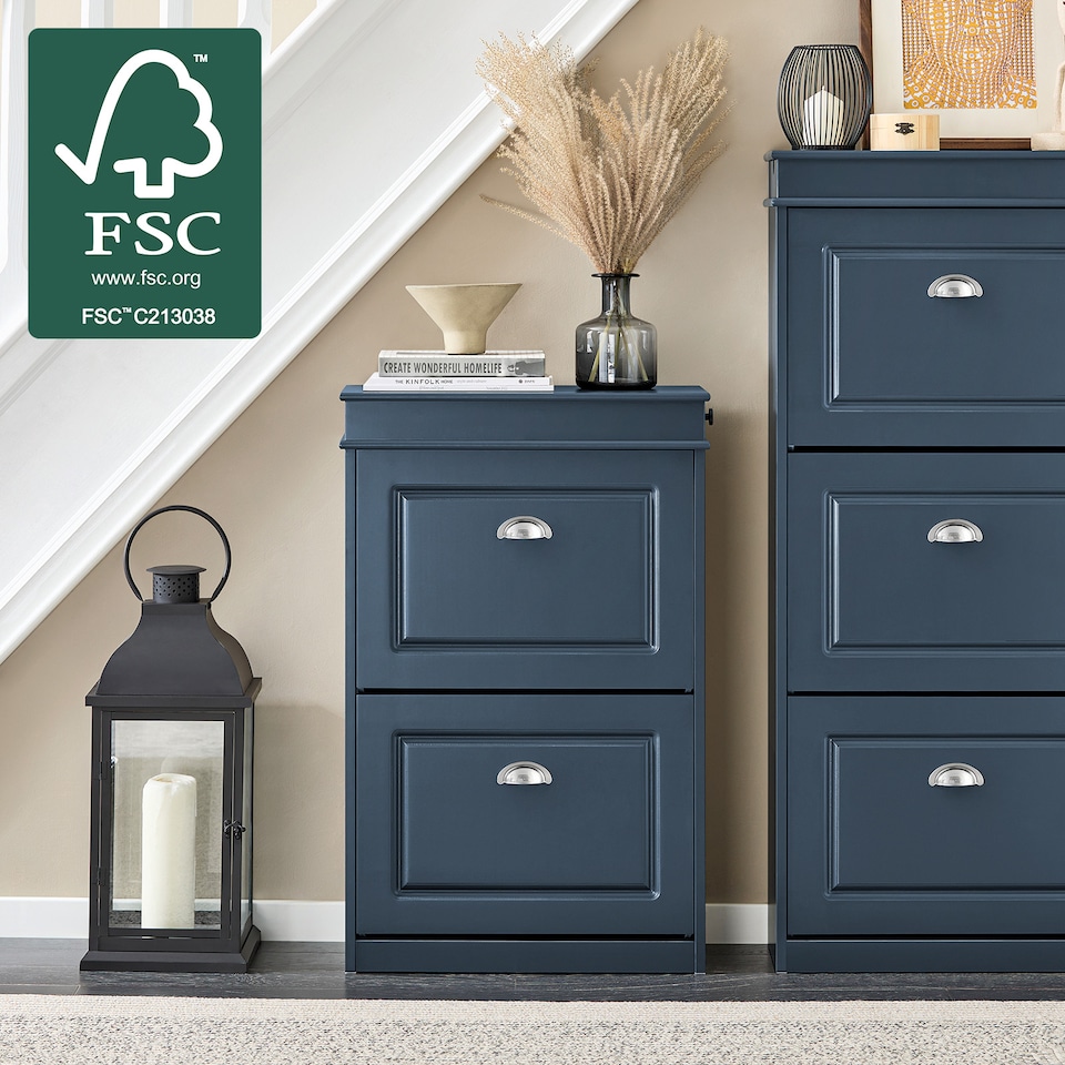 image 1 of SoBuy FSR78-B,Shoe Rack Storage Cabinet with 2 Flip Drawers | Blue | Blue | 1