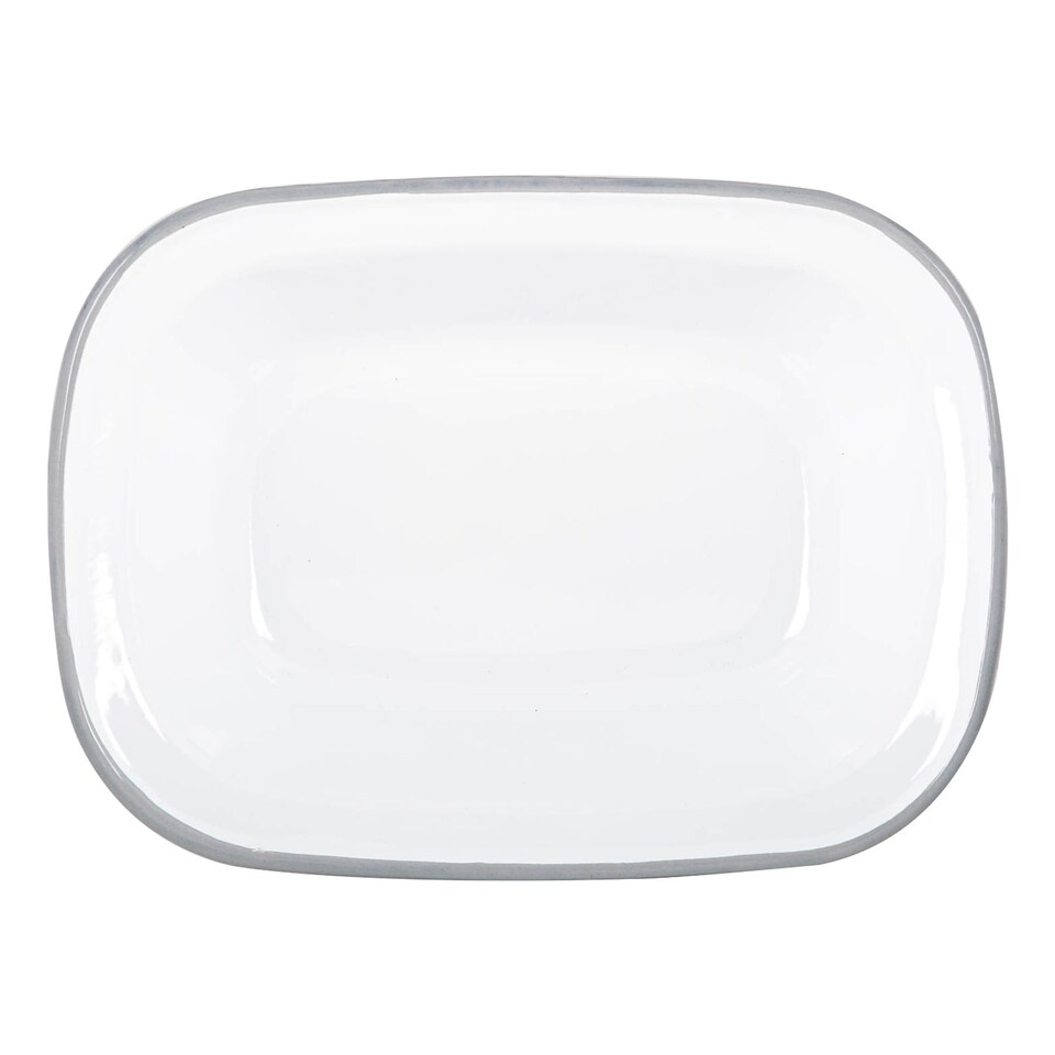 image 1 of Argon Tableware White Enamel Pie Dish - 25.5cm - Grey
