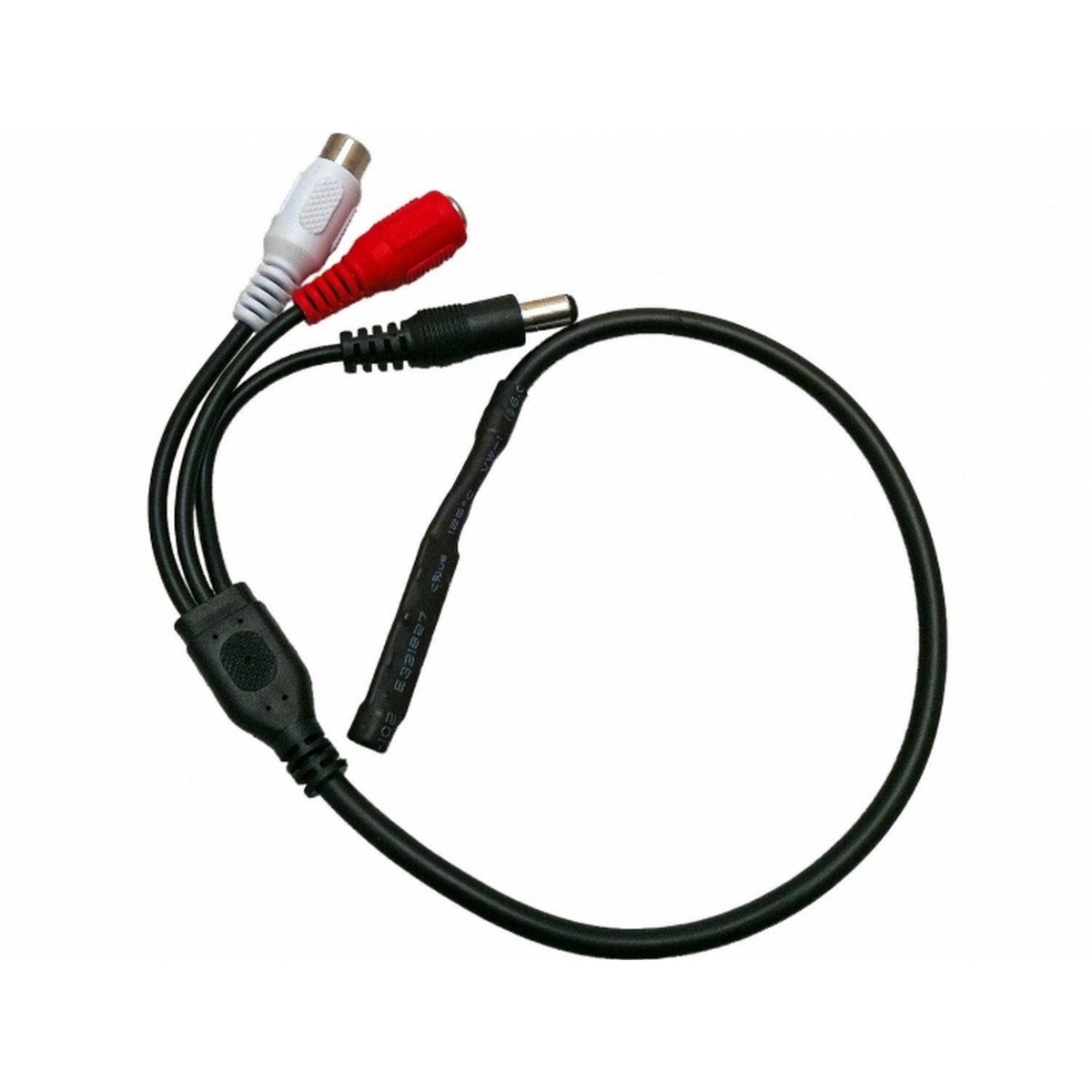 Green Feathers CCTV Security Camera Inline Audio Microphone with Loop Through Power in Black