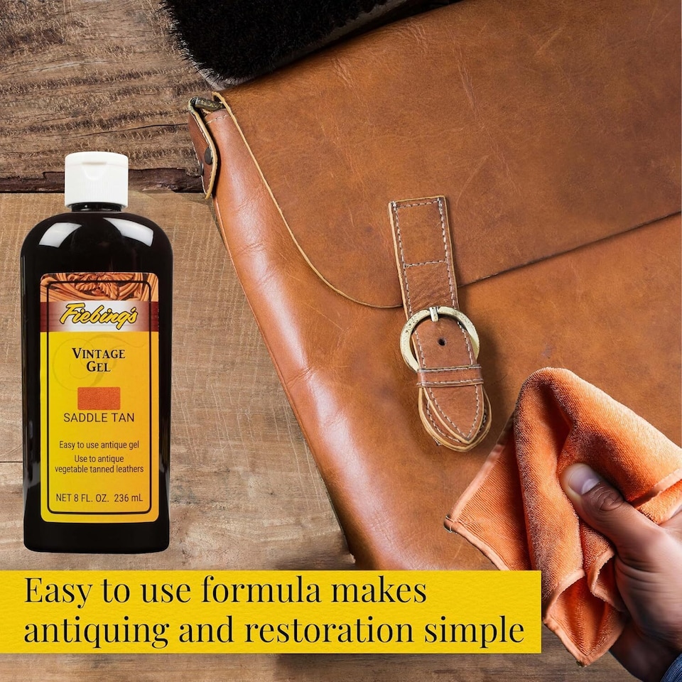 image 1 of Fiebing's Vintage Gel - Instant Antique Leather Finish Polish 8oz | Black | Black