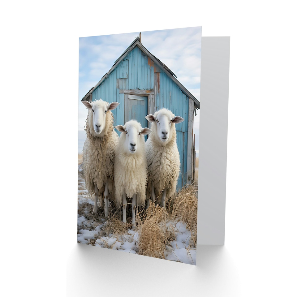 image 1 of Winter Sheep Farming Hut for Him or Her Thank You Art Card
