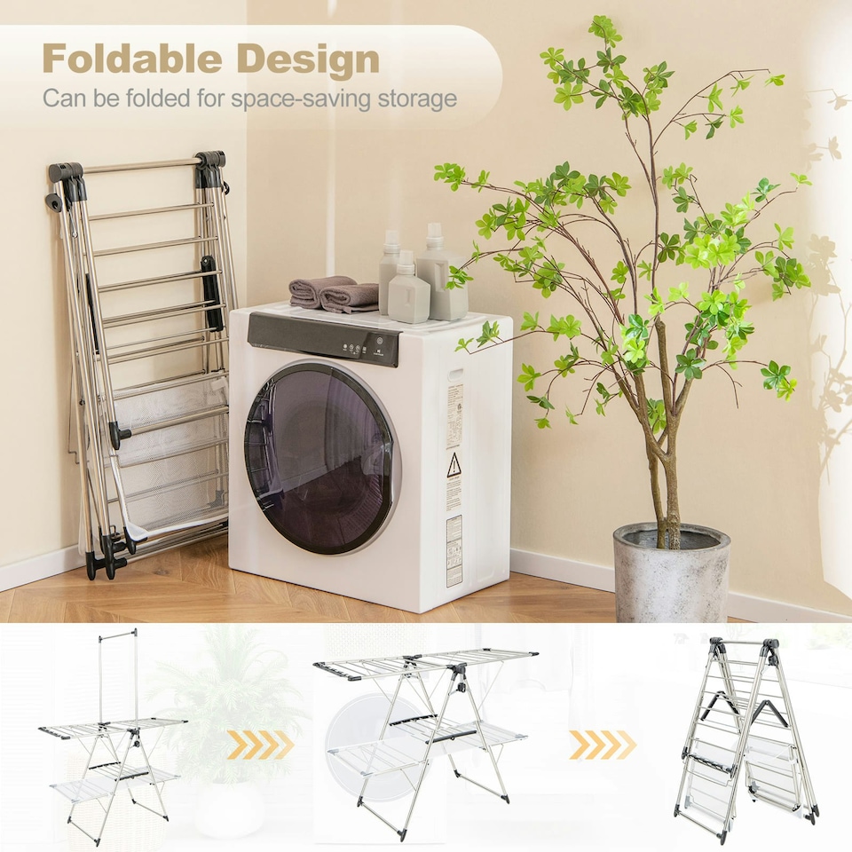 image 1 of COSTWAY Laundry Drying Rack Foldable Clothes Drying Rack