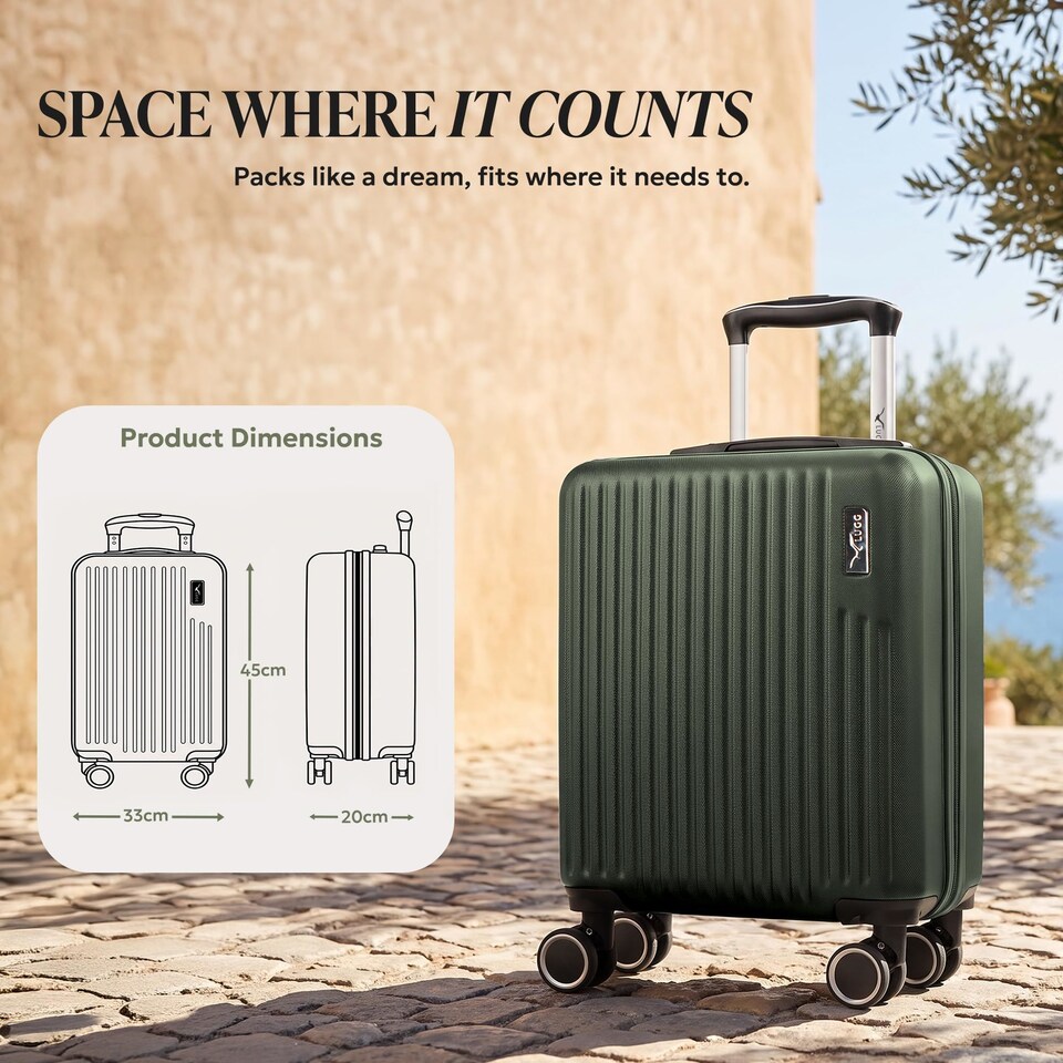 image 1 of Lugg Vacay Hard Shell Cabin Suitcase ABS 360 Spinner Wheels Water Resistant (45x33x20cm)