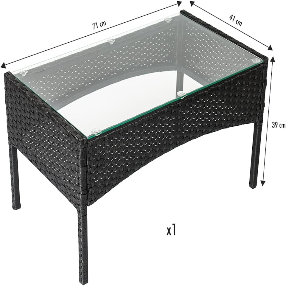 image 1 of Straame 4PC Rattan Garden Furniture Set with Table, 2 Cushioned Chairs & Double Sofa, (Black) Black