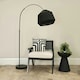 image 1 of ValueLights Louis Black Arched Curved Floor Lamp with Black Rope Dome Lamp Shade and LED Bulb