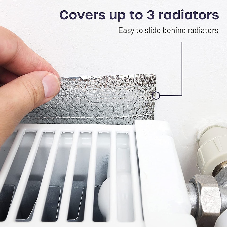 image 1 of Radiator Foil Insulation Roll Reflector Panels - Energy Saving Radiator Heat Deflector for Home Heating | Silver | 25m x 60cm -  Roll | 1