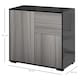 image 5 of HOMCOM High Gloss Frame Sideboard, Side Cabinet, Push-Open Design with 2 Drawer for Living Room, Bedroom, Light Grey and Black