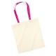 image 2 of Westford Mill Contrast Handle Tote Bag - Natural/Fuchsia - One Size Cream