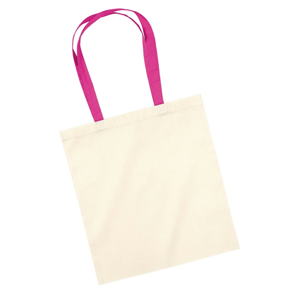 image 1 of Westford Mill Contrast Handle Tote Bag - Natural/Fuchsia - One Size Cream