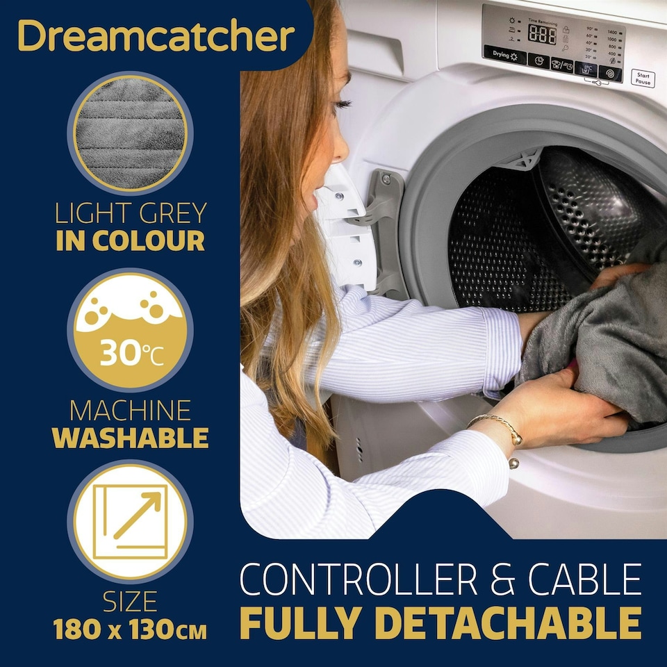 image 1 of Dreamcatcher Deluxe XL Electric Throw Heated Double Over Blanket Fleece - Silver | Silver | Silver | One Size | 1