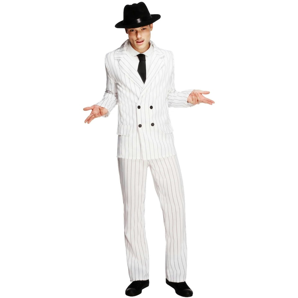 image 1 of Fever Mens Gangster Costume Set - White - S S
