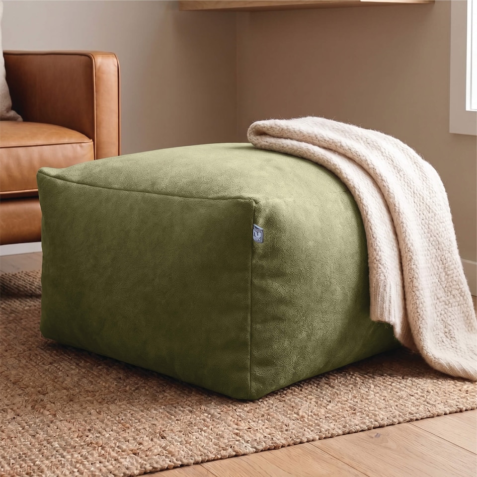 image 1 of rucomfy Indoor Large Ottoman Pouffe - Plush Velora Bean Bag Footstool