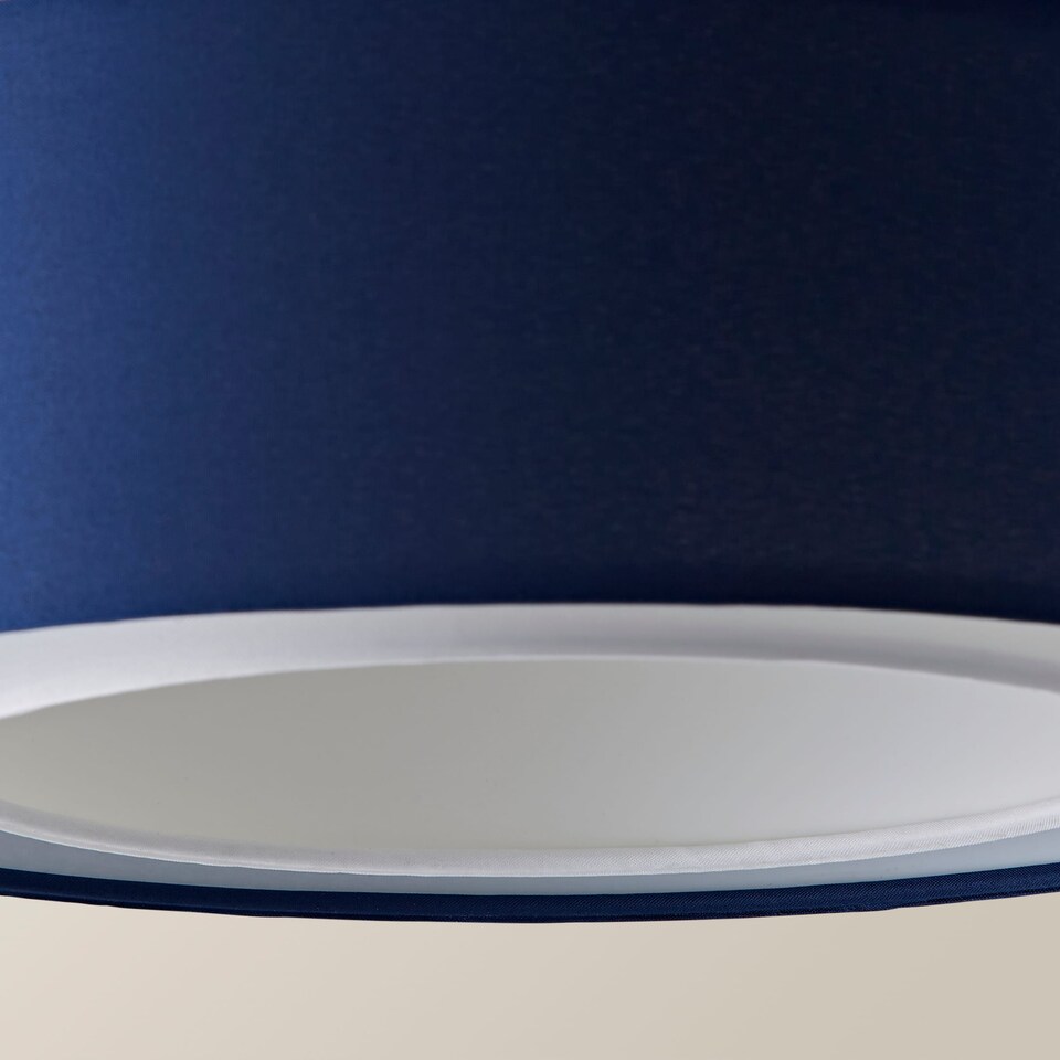 image 1 of ValueLights Sophia Pair of Small Navy 2 Tier Lamp Shades & Bulbs Blue