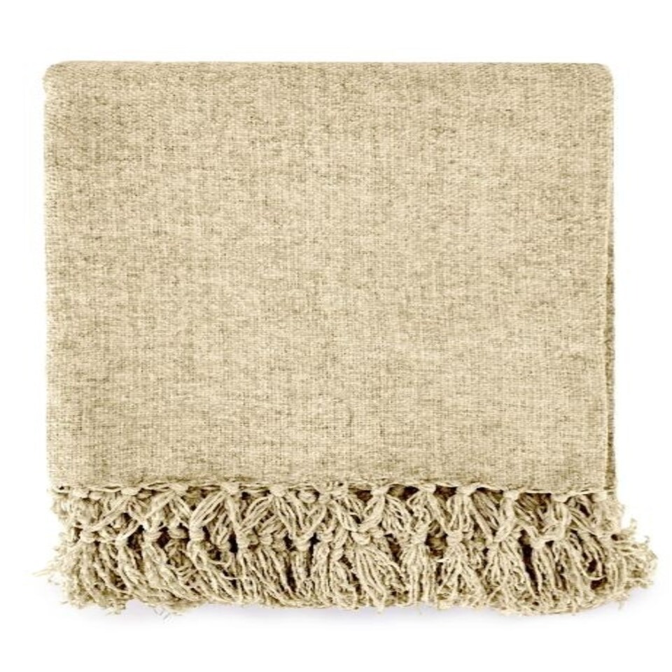 image 1 of Camilla Collection Chenille Throw in Natural (50" x 60")