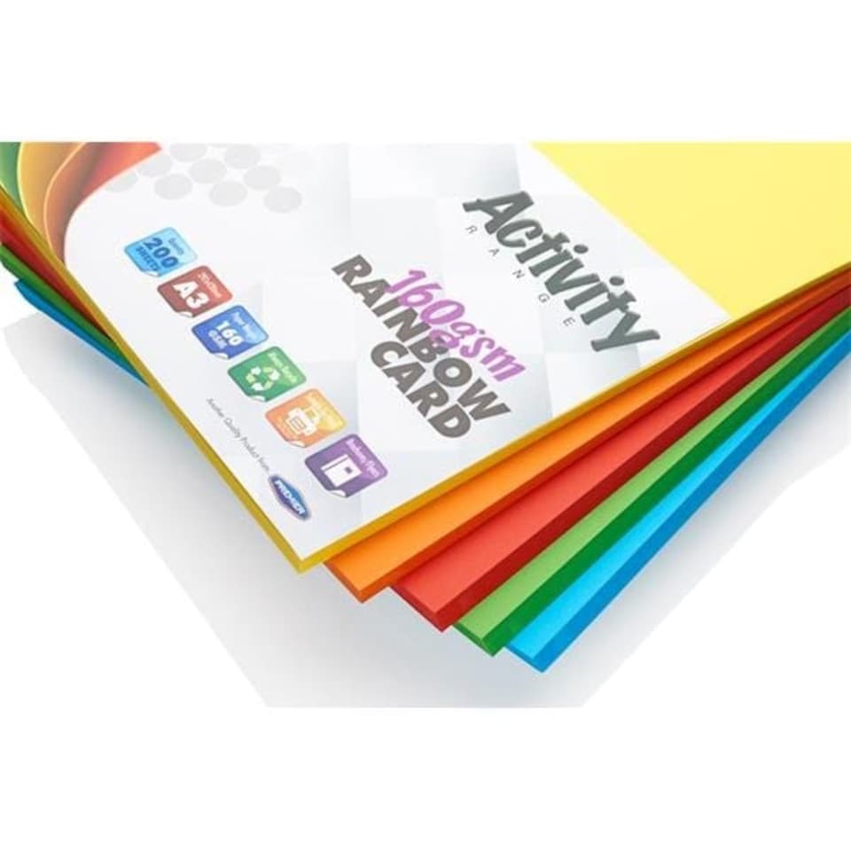 image 1 of Pack of 200 A3 160gsm Rainbow Coloured Card Sheets by Premier Activity