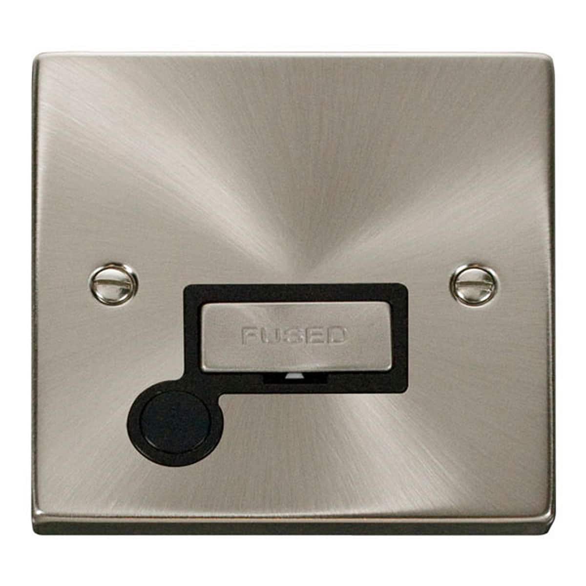 SE Home Satin / Brushed Chrome 13A Fused Ingot Connection Unit With Flex in Metallic Silver