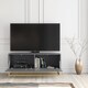 image 3 of TV Unit Stand Cabinet Sideboard Media Cabinet Storage Unit Grey Fluted Gold Base 100cm
