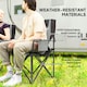 image 9 of Outsunny Set of 2 Padded Folding Picnic Chairs with Cooler Bag, Grey Black | Black