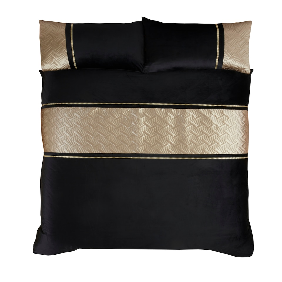 image 1 of Capri Polycotton Duvet Cover Set With Pillowcase Gold | King