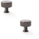 image 1 of 2 PACK - Round Reeded Door Knob - 35mm Diameter Dark Bronze Lined Cupboard Pull Handle