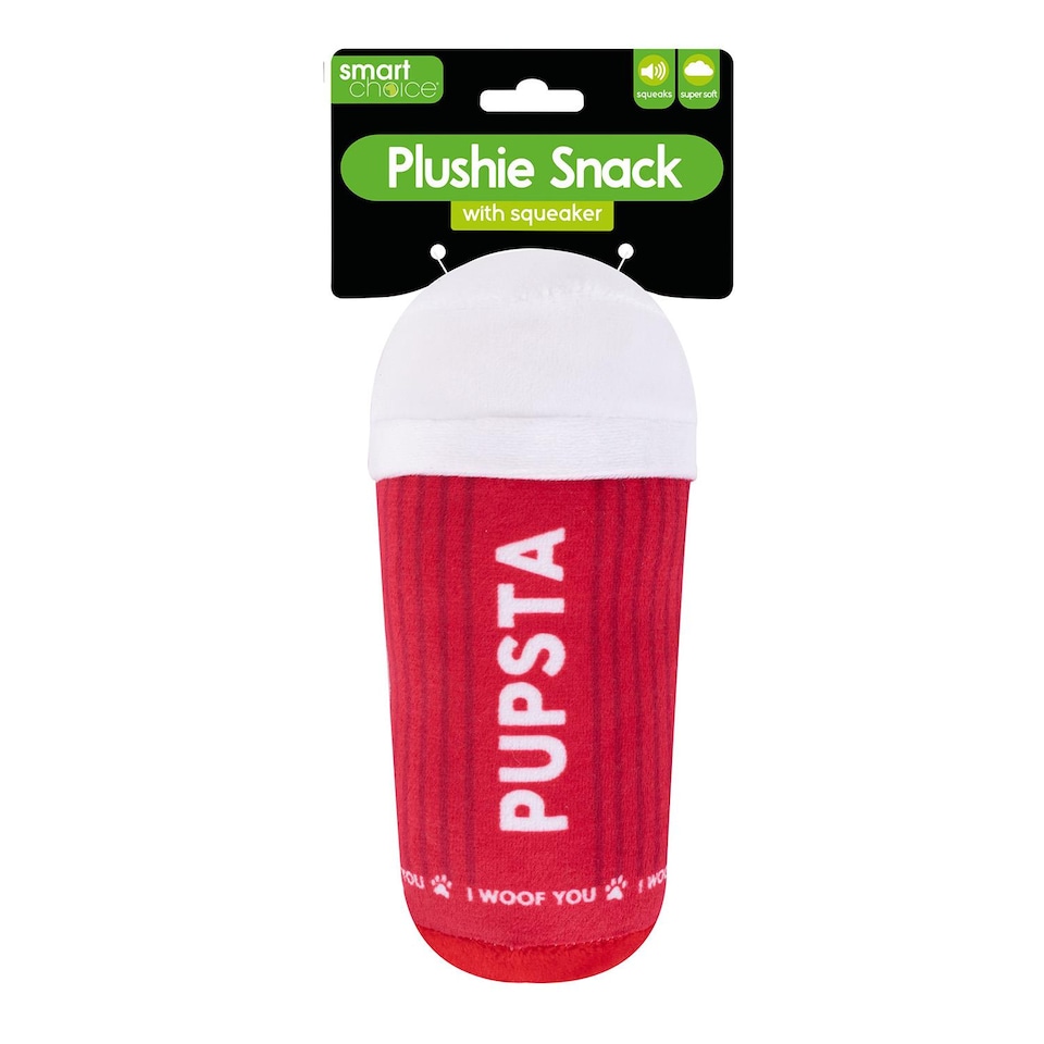 image 1 of Pupsta Plush Novelty Dog Toy Squeaky Coffee Inspired Puppy Christmas Birthday Present Pup Cup Puppaccino