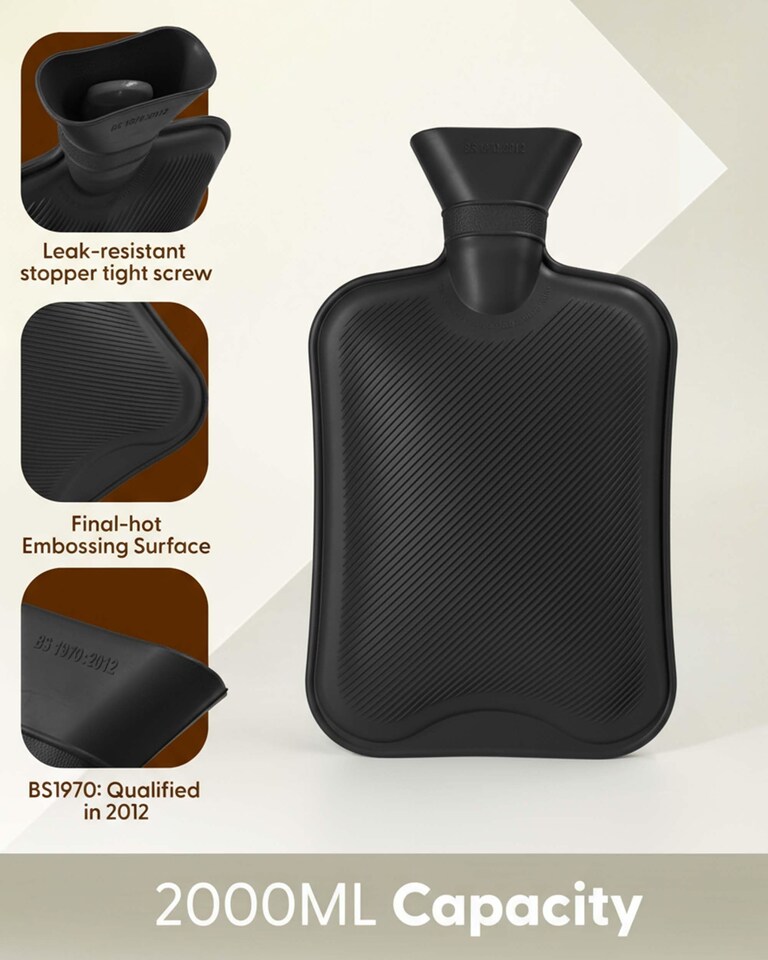 image 1 of Keplin Fluffy Faux Fur Hot Water Bottle 2 Litre with Hand Warming Cover