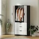 image 6 of HOMCOM Modern Wardrobe White Wardrobe with 3 Drawer and Hanging Rod White | Black