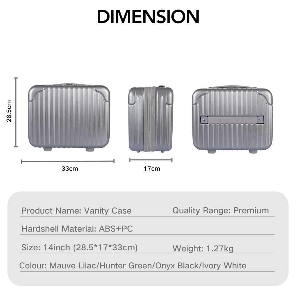 image 1 of 2 Piece Suitcase Set: Vanity Case & Cabin with Cupholder, TSA Lock | Silver | Silver