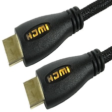 PRO SIGNAL High Speed HDMI Lead Male to Male Yellow LED Display Braided 1m Black