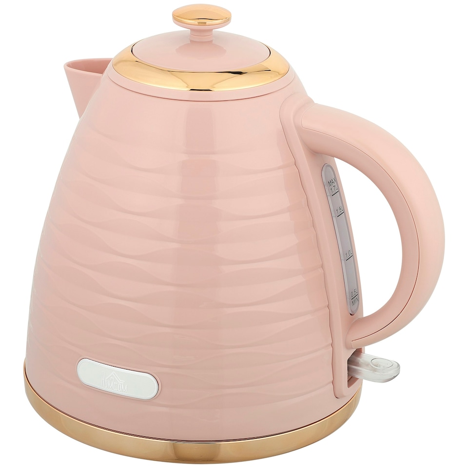 image 1 of HOMCOM Electric Kettle, Fast Boil, 1.7L, 3kW, Swivel, Pink Ripple