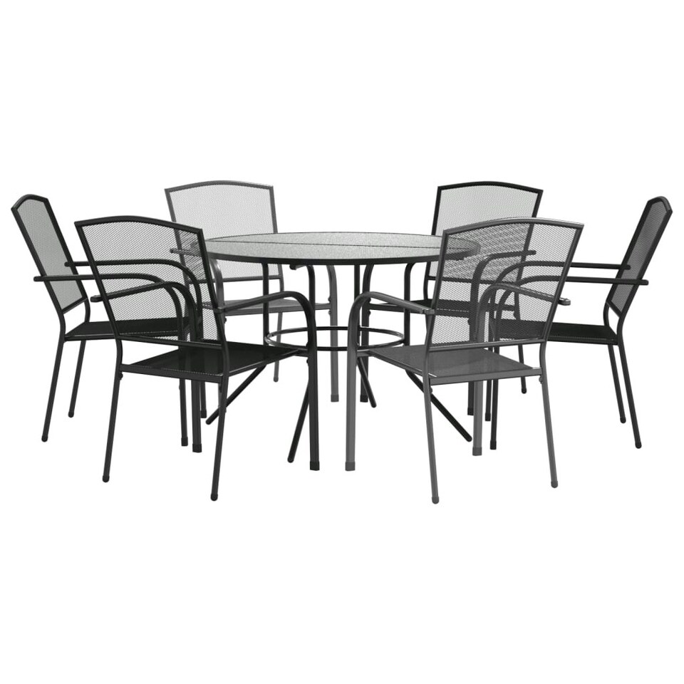 Stackable Garden Chair Set 7 pcs Anthracite Powdercoated Steel Tesco