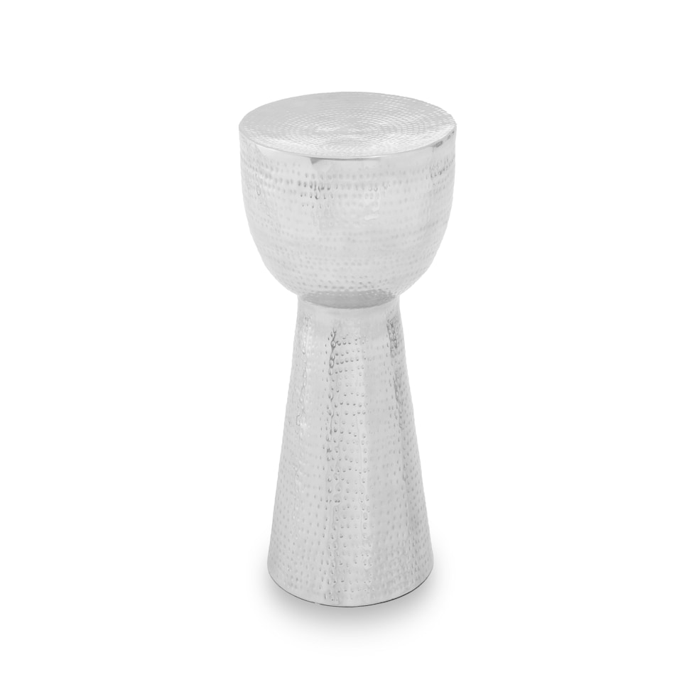image 1 of Interiors by Premier Spacious Accent Table With Tapered Base, Aluminium Finish Side Table With Pedestal Base, Round Bedside Table Silver