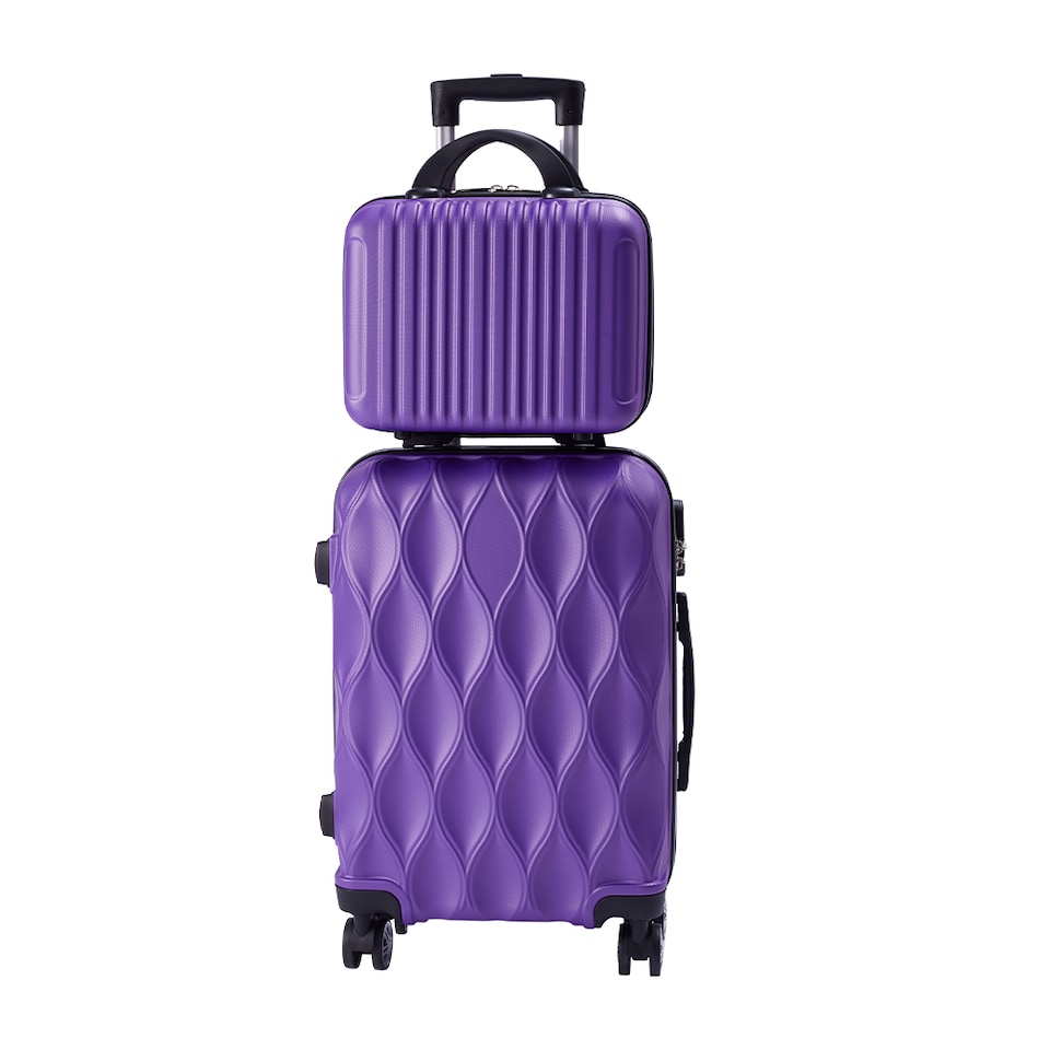 image 1 of Living and Home 2-Piece Hard Shell Suitcase Set - Purple 20" & 14"