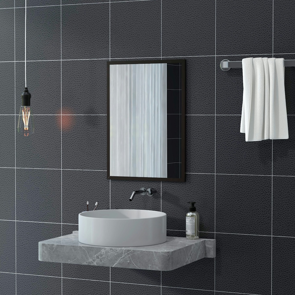 image 1 of HOMCOM 70x50cm Wall Bathroom Mirror for Home Decor, Vanity Mirror, Black