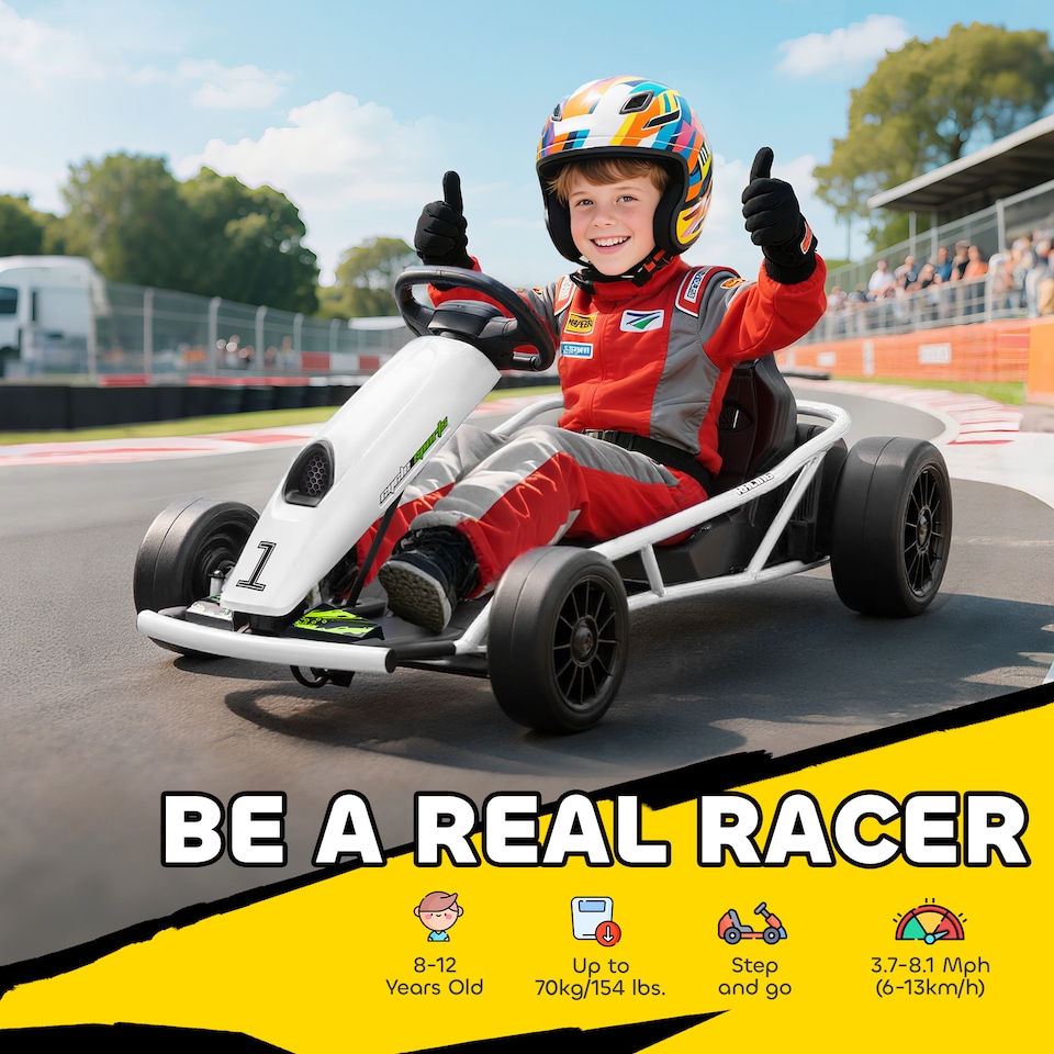 image 1 of HOMCOM 24V Electric Go Kart for Kids with Music, Horn Honking, Slow Start