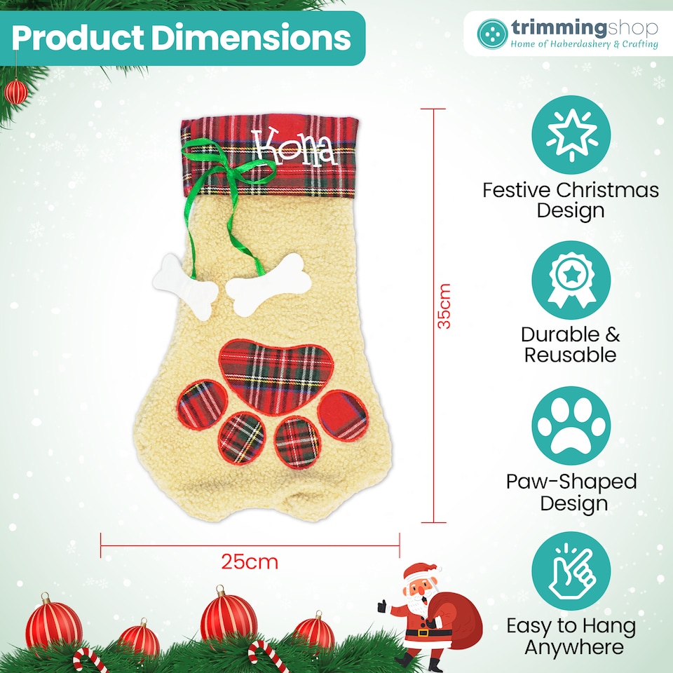 image 1 of Trimming Shop WedDecor Dog Paw Hessian Christmas Stocking for Gifts