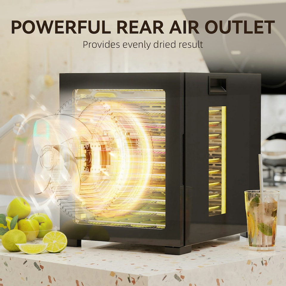 image 1 of HOMCOM Food Dehydrator with 12 Stainless Steel Tray, 850W Food Dryer Machine