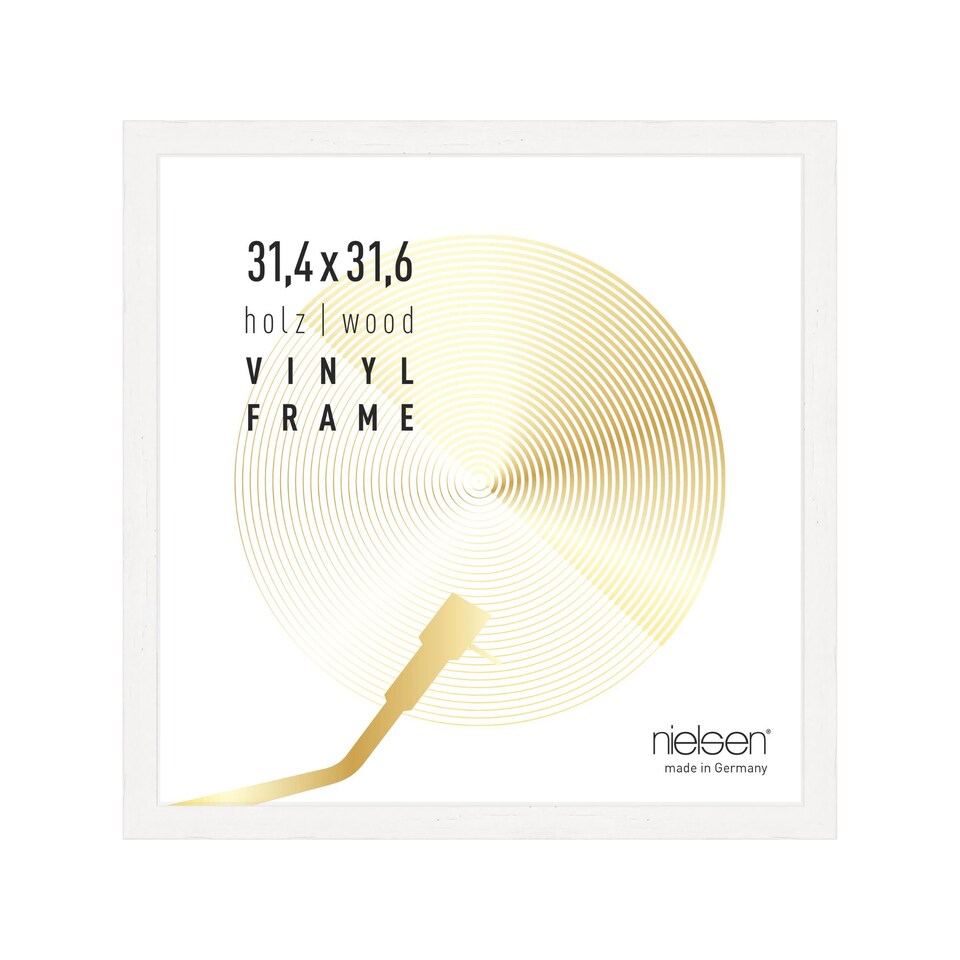 image 1 of Nielsen Vinyl Record Frame - White Wood Frame - Shatterproof Glazing - White - 31.4x31.6cm