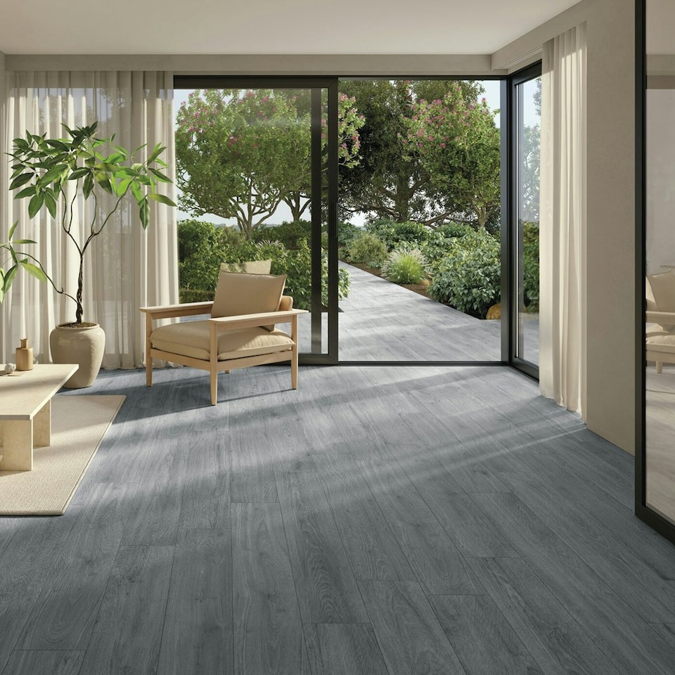 image 1 of Living and Home PVC Country Style Wood Effect Flooring Plank 7 Pcs - Grey