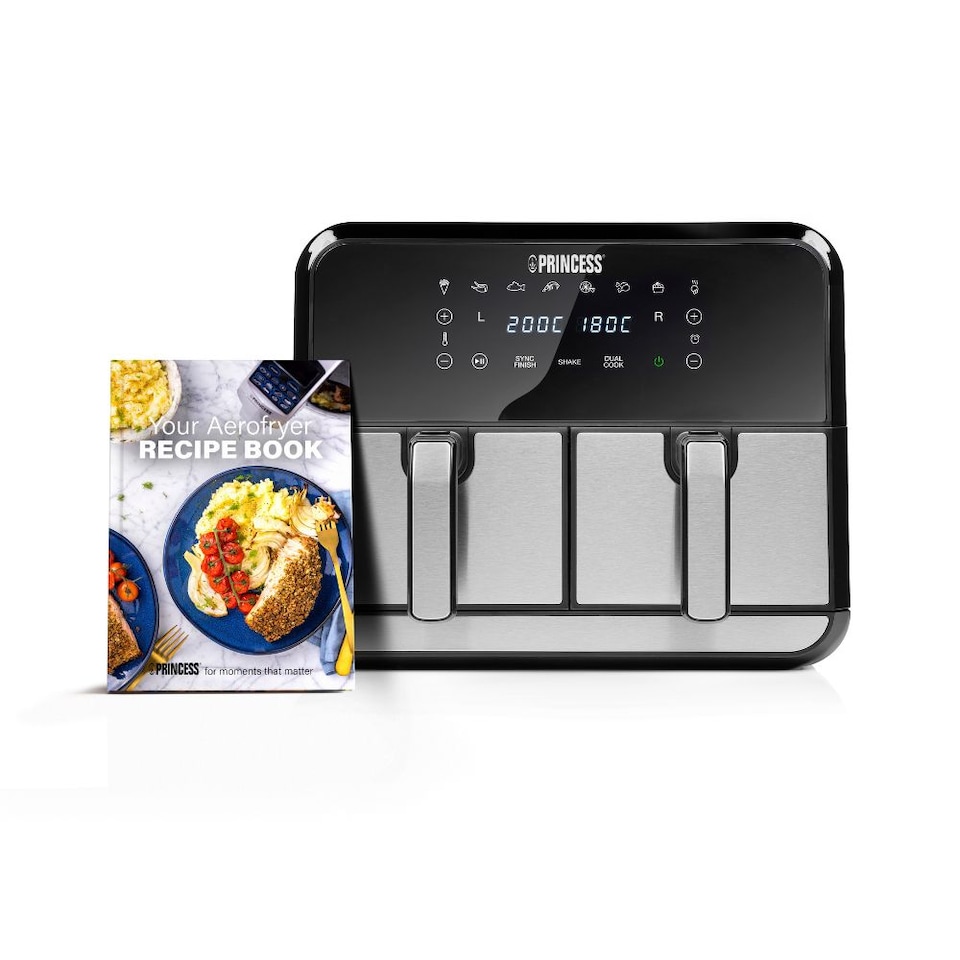 image 1 of Princess Double Basket Air Fryer 182074 - Dual Air Fryer - 9 Litres - 2 Baskets - XL - 8 Programs - 2400W - PFAS-Free - Touchscreen